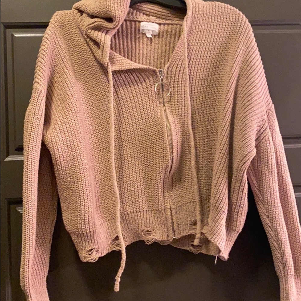 Tan cropped zip up hoody 🔥😍